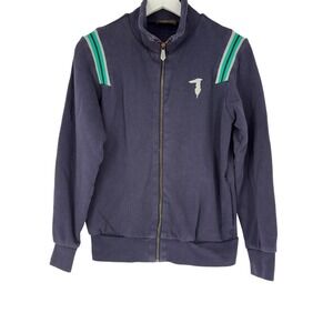 Trussardi Junior Track Jacket Full Zip Striped‎ Logo Navy Blue Kids Size 12